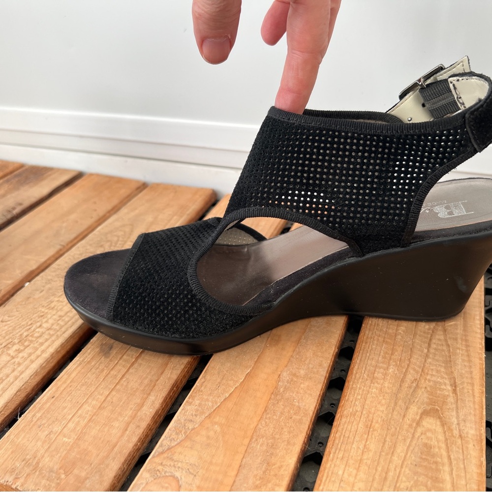 BROWNS Black Wedge Sandal with Ankle Strap - Picture 4 of 10